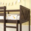 Whisen Twin Over Twin Rubber Wood Bunk Bed with Safety Guardrails and Ladder - 4 of 4