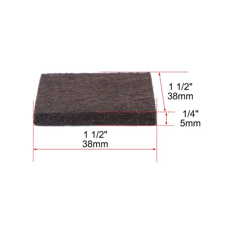 Unique Bargains Square Self-Stick Non-Slip Floor Protector Furniture Felt Pads Dark Brown 40 Pcs, 2 of 6