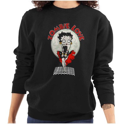 Betty Boop Zombie Movie Star Pose Women Crewneck Sweatshirt Brisco Brands