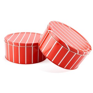 Decorae Round Cookie Tins, 2pk, Metal Containers for Baked Goods and Cake for Special Occasions, Christmas, Valentines Day and More - 1 of 4