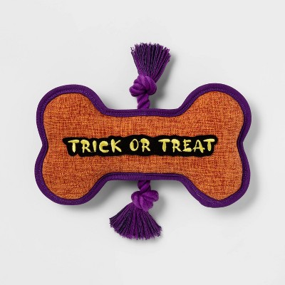 Plush Trick or Treat Word Bone with Rope Slider Dog Toy - Hyde & EEK! Boutique™