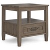 WyndenHall Rowan End Table with Bottom Drawer Smoky Brown: Transitional Style, Square Side Table with Fixed Shelf - 2 of 4