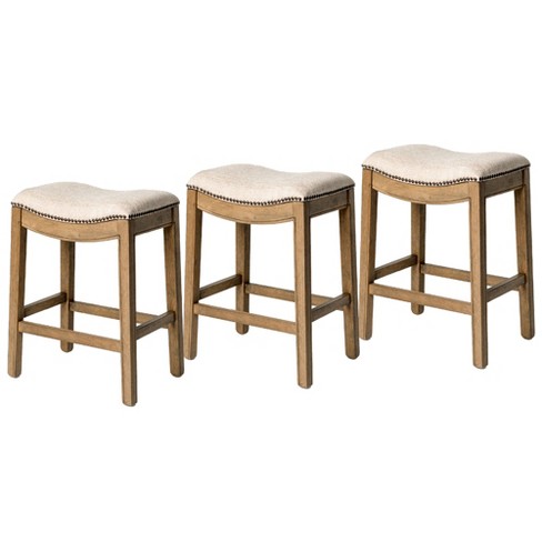 Maven Lane Adrien Upholstered Backless Saddle Kitchen Stool, Set of 3 - image 1 of 4