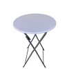 Syemin End Tables Round Folding Bar Height Table, Plastic Bar Height Folding Table, Small Side Table Sofa Table Living Room, White, 19.7"*19.3"*43.7" - 2 of 4