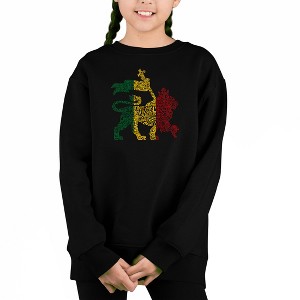 LA Pop Art Rasta Lion - One Love - Girl's Word Art Crewneck Sweatshirt - 1 of 3