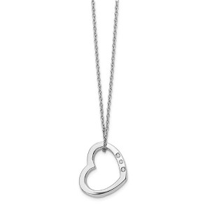 Black Bow Jewelry 20mm Diamond Heart Slide Necklace in Rhodium Plated Silver, 18-20 Inch - 1 of 4