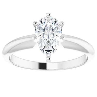 Pompeii3 1/3Ct Solitaire Pear Shape Diamond Engagement Ring in 14k White or Yellow Gold