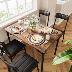 Dining Table Set for 4, 5 Piece Kitchen Table and Chairs for 4 with Upholstered Chairs, Rectangular Dining Room Table Set - 1 of 4