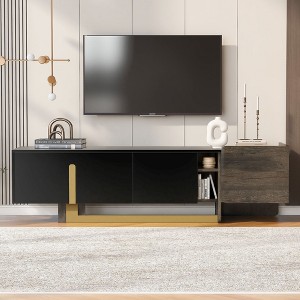 Sapphtopaz Modern TV Stand for TVs Up to 70" with Drawer & Adjustable Shelves Cabinets TV Entertainment Center with Metal Legs for Living Room - 1 of 4