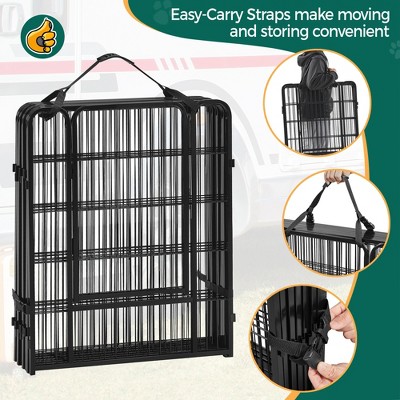 Black Metal 8-Panel Pet Playpen with Door