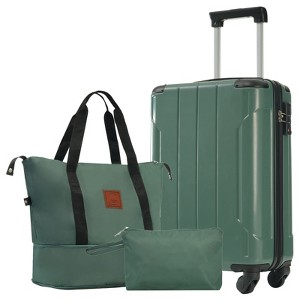 ModernLuxe  3 Piece Hardshell Luggage Set with Duffel Bag&Toiletry Bag, 20" Carry-On Suitcase with TSA Lock & 360° Wheels - 1 of 4