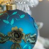 NAYSAYE Party Decoration and Accessories Set of 4 Glass Christmas Ball Ornaments for Christmas Tree Decors, Blue, 4.7"*4.7"*0.11" - 3 of 4
