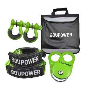 CuisinSmart Heavy Duty Tow Strap with 10 Ton Snatch Block Pulley, 3'' x8' Tree Saver Strap Off Road Recovery Kit with 45000Lbs d-Type Ring Shackle - 1 of 4