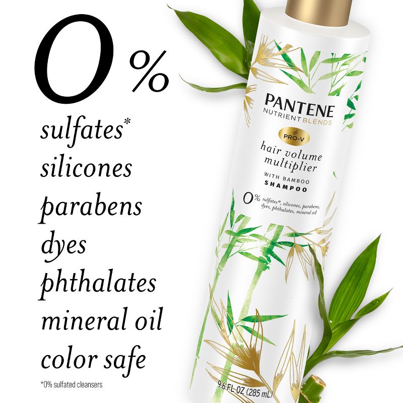 Pantene Nutrient Blends Silicone Free Bamboo Shampoo, Volume Multiplier for Fine Thin Hair - 9.6 fl oz, 5 of 11