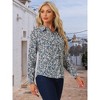 Allegra K Women's Point Collar Long Button Sleeve Button Down Floral Shirt - 2 of 4