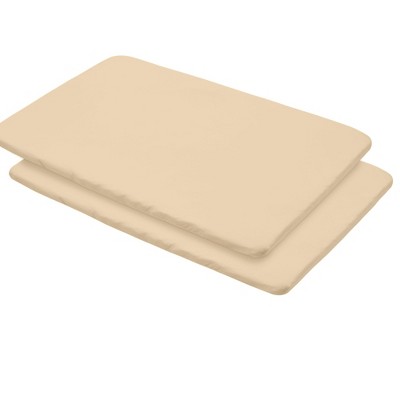 BreathableBaby All-in-One Fitted Sheet & Waterproof Cover, For 39" x 27" Play Yard Mattress (2-Pack), Beige