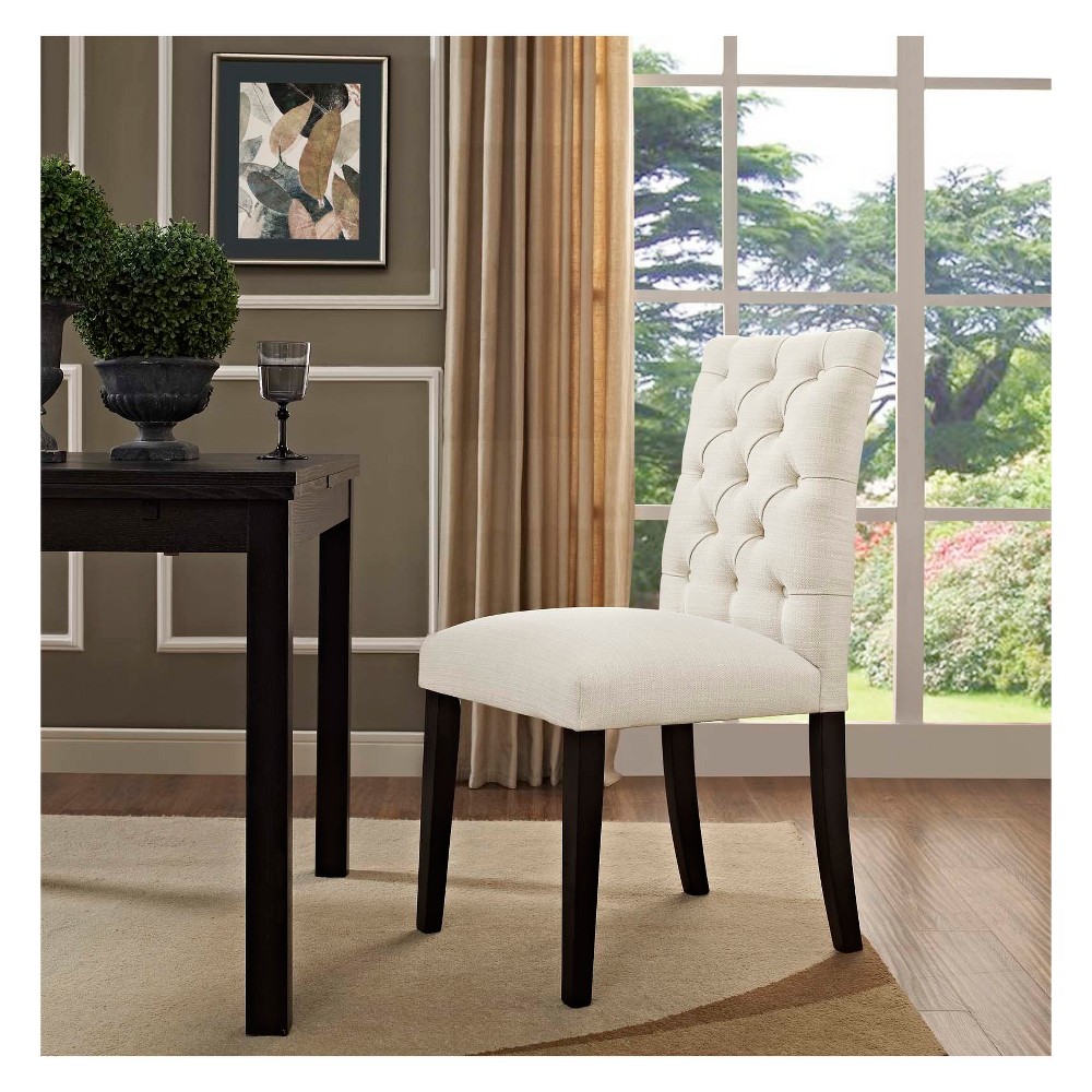 Photos - Dining Table Modway Duchess Fabric Dining Chair Beige - : Polyester Upholstery, Wood Frame, Armless Design, 287lb Capacity 