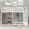NicBex Twin Size Loft Bed Wooden Bed Frame with Wardrobes, Drawers, Shelves, Storage Stairs and Full Length Guardrail, No Box Spring Required - 2 of 4