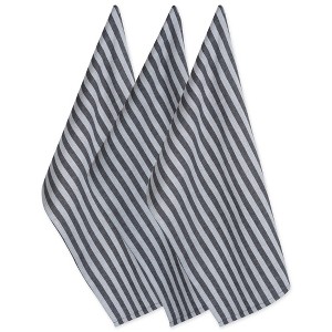 Design Imports  Stripe Basic Dishtowel Set 3 Piece, Black & White, 18X28" - 1 of 4