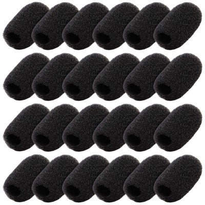 Juvale 24 Pack Mini Headset Windscreen Microphone Foam Cover for Lapel Mic, 0.8 In, Black