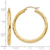 Black Bow Jewelry 3mm x 35mm 14k Yellow Gold Textured Round Hoop Earrings - 4 of 4