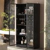 Famapy Black Kitchen Cabinet With Pop up Tempered Glass Doors and 3-Color LED Lights - 4 of 4