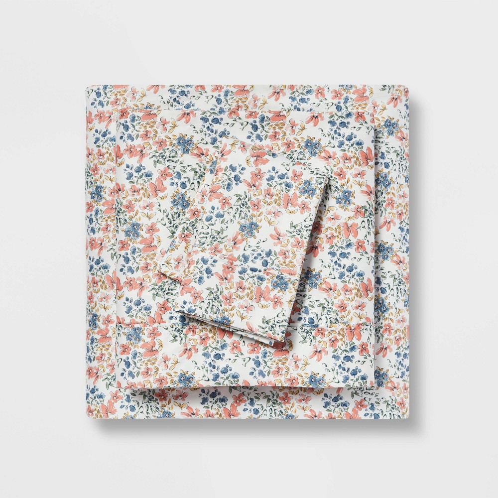 Photos - Bed Linen Twin/Twin XL Printed Performance 400 Thread Count Sheet Set Ditsy Floral - Threshold™: Cotton Sateen, 3-Piece Set, OEKO-TEX