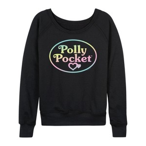 Women's - Polly Pocket - Polly Pocket Ombre Logo Lightweight French Terry Wide Neck Long Sleeve Shirt - 1 of 4