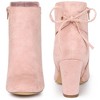 Perphy Women's Round Toe Lace Up Side Zipper Chunky High Heels Ankle Boots - 2 of 4