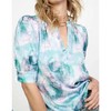 Women's Abstract Printed Short Sleeve Ruffled Split Neck Blouse - current air - 2 of 4