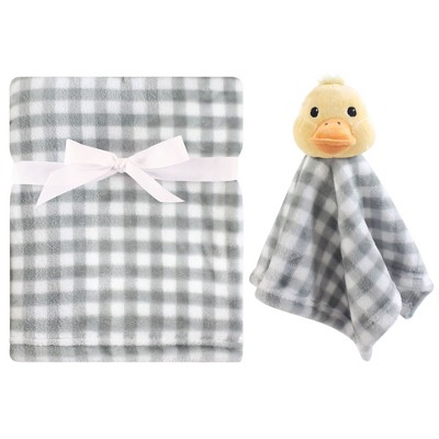Hudson Baby Infant Plush Blanket with Security Blanket, Duck, One Size
