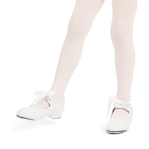 Economy Girl's Size 3 Wide White Ribbon Tie Tap Shoes Schoenen Meisjesschoenen Dansschoenen Fits Size 2.5 