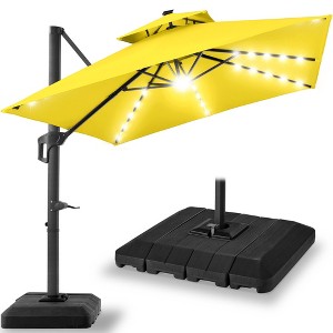 Best Choice Products 10x10ft 2-Tier Square Outdoor Solar LED Cantilever Patio Umbrella w/ Base Included - 1 of 4
