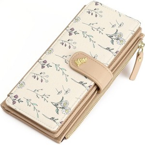 Clotth Floral Vegan Leather Wallet for Women - Large Capacity RFID Blocking Trifold Wallet with 20 Card Slots for Daily Use - 1 of 4