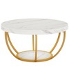 HTUTWOO 31.7" 2-Tier Round Coffee Table, Modern Wood Accent Center Table with Storage Open Shelves For Living Room, Home Office - 4 of 4
