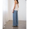Women's Elastic Waist Leg-wide Pants - Elle Grey - 3 of 4