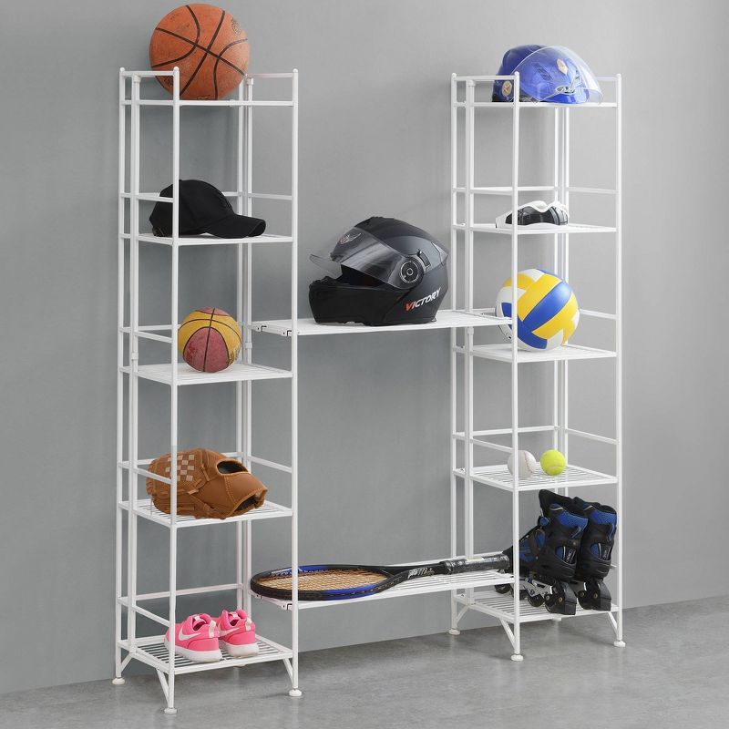  57.5" Extra Storage 5 Tier Folding Metal Shelves with Set of 2 Extension Shelves - Breighton Home, 2 of 9