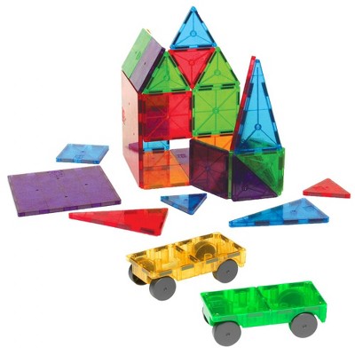 Magna-Tiles 32 Piece Clear Colors & Car Expansion Set