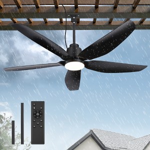 Airsurfer Black Waterproof Outdoor Ceiling Fan with 3 Color LED Light and Remote,Quiet Dc Motor,Ceiling Fan With Cord For Patios Porch Pergola - 1 of 4