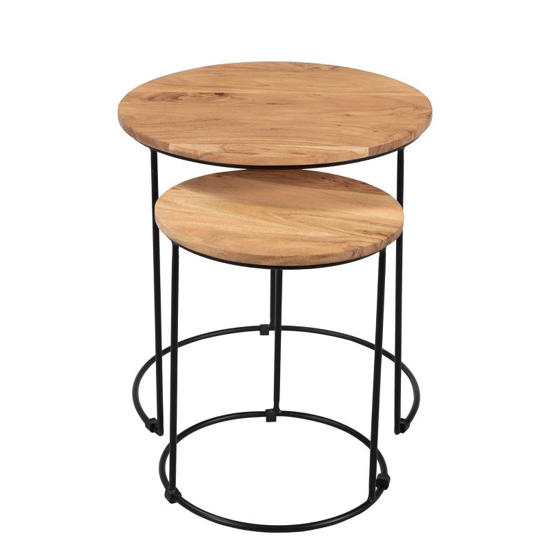 Forest Solid Wood And Iron Nesting Table Black - Timbergirl, 4 of 7