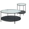 2pc Modern Occasional Table Set Coffee Table Glass Top End Table Black Metal Finish Living Room Furniture - 2 of 4