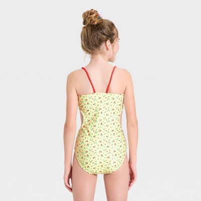 Art Class Girls' Flower Bouquet Toss One Piece Swimsuit - art class™ Yellow L — фото 2