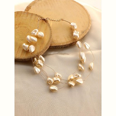 SOHI Women's Pearl White The Medium Riviera Collar Necklace