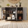 Okak Kitchen Island with Geometric Twill Stripe Textured Design, Kitchen Cart with Drop Leaf and Internal Storage Rack for Kitchen, Dining Room - 4 of 4