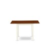 East West Furniture 3Pc Dinette Set Consists of a Small Table and 2 Dinette Chairs with Solid Wood Seat and Panel Back, Buttermilk and Cherry Finish - 3 of 4