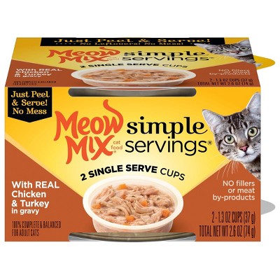 Meow Mix Simple Servings In Gravy Wet Cat Food with Chicken & Turkey - 1.3oz/2ct Pack