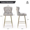 Bencmate Dining Chairs Bar Stools Set of 2, Velvet Counter Height Bar Stools with Metal Legs, Button Tufted, Gray, 17.7"*17.5"*26" - 2 of 4