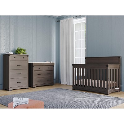 Child Craft Redmond Full Panel 4-in-1 Convertible Crib, Dresser, Chest, Changing Table, and Nightstand 5-Piece Nursery Set