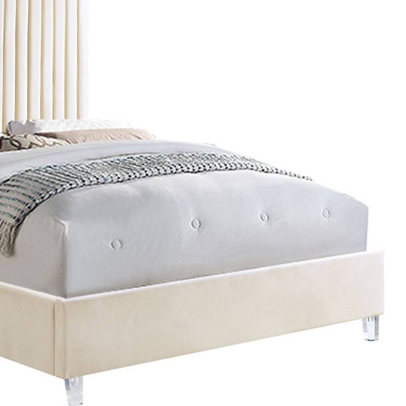 86&#34; Eastern King Bed Edzia Bed Beige Velvet - Acme Furniture, 3 of 7