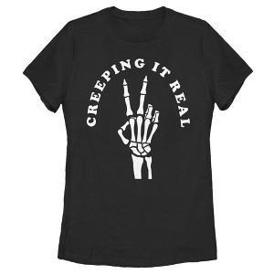 Women's CHIN UP Halloween Creepin' Real Skeleton T-Shirt - 1 of 4
